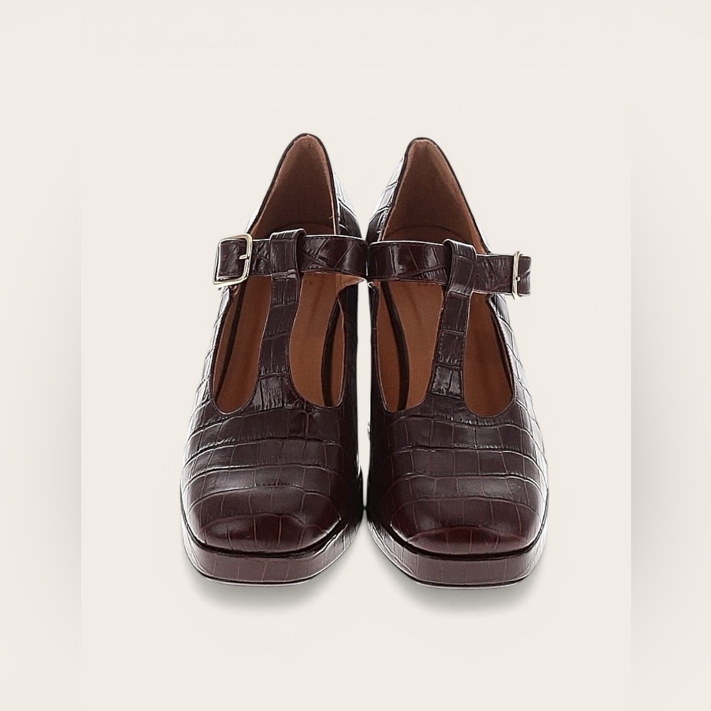 Sézane Monique High Mary Janes Brown Croco FR 39 / US 8 - Picture 6 of 10